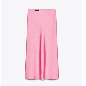 Zara Striped Satin Midi Skirt